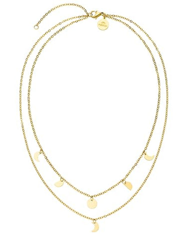 Purelei Luna Kette Damen (Gold) – Halskette Damen aus langlebigem Edelstahl – Wasserfeste Kette mit Anhänger – 40-45 cm Länge verstellbar – Halskette für deinen individuellen Look im Sale